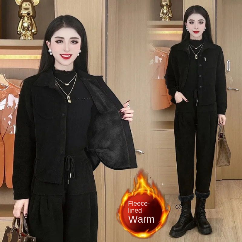 🔥【50-90KG】noua moda casual costum de catifea ingrosata