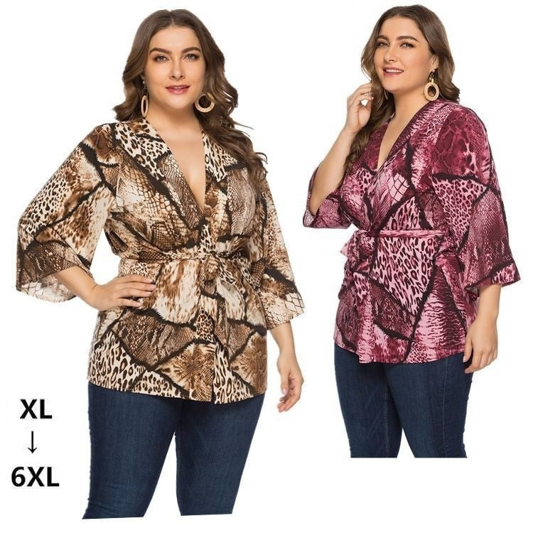 【50% OFF】【XL-6XL】2024 nou top cu șireturi cu imprimeu șarpe