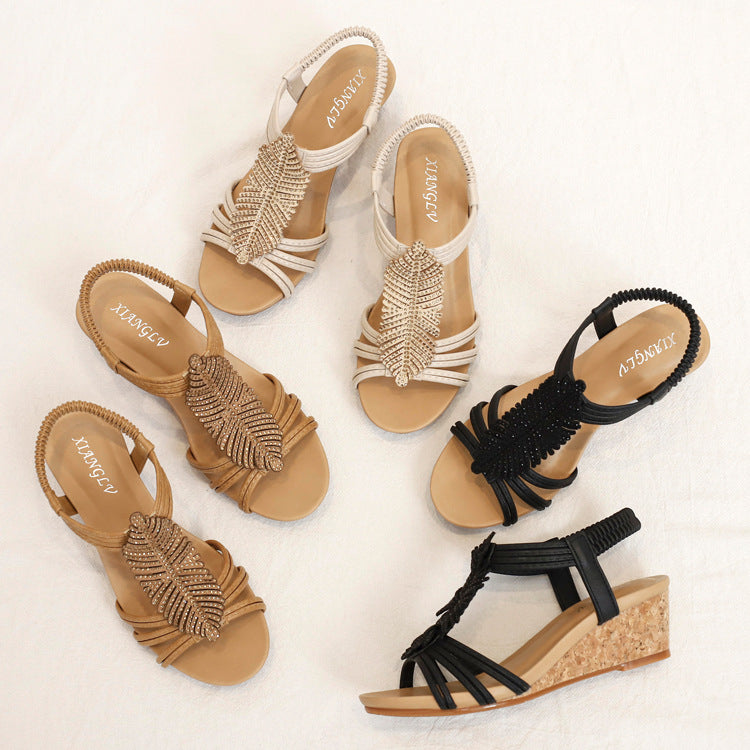 【50% OFF】【36-42】「Dancing Leaves」Sandalele cu pană 2024 sunt confortabile și moi