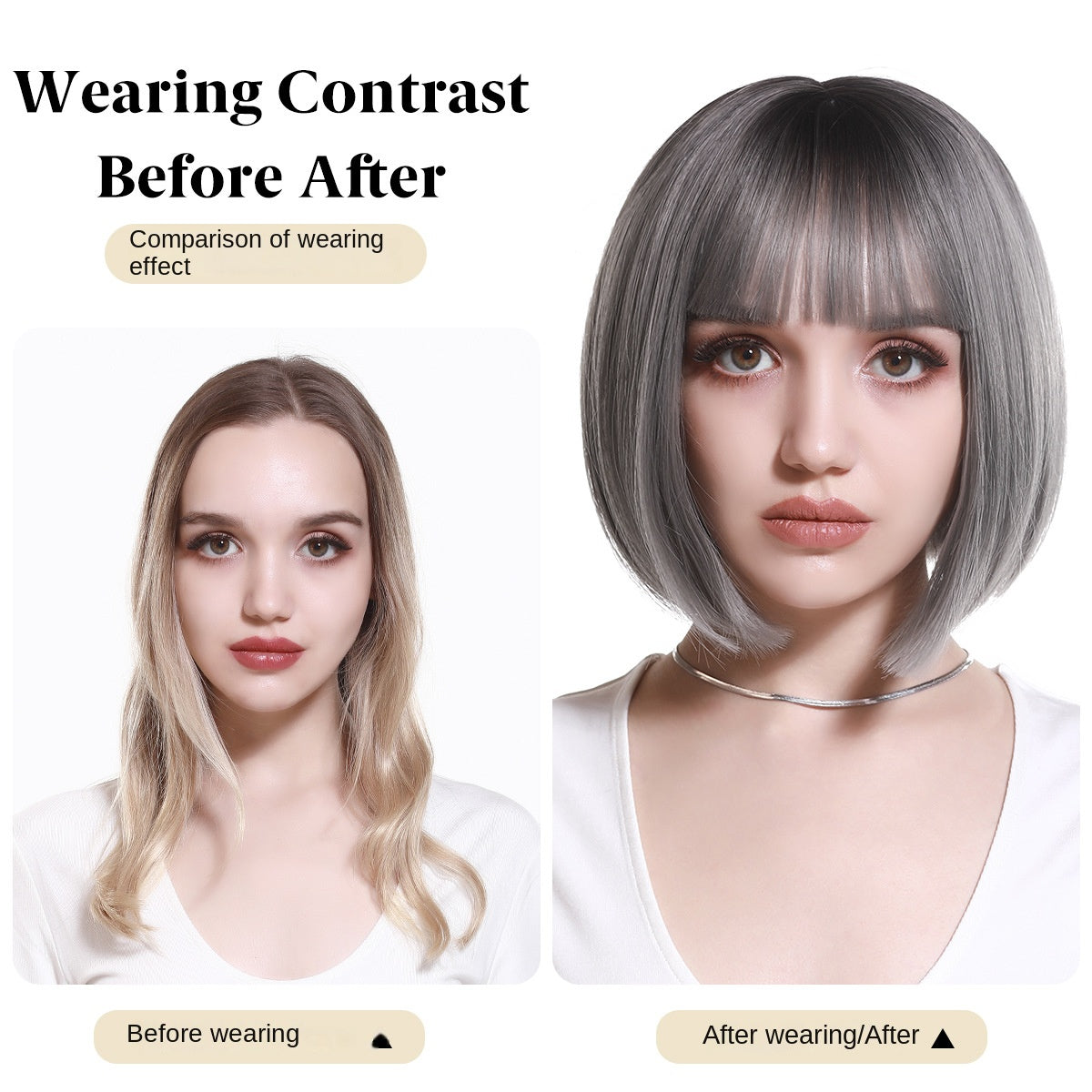 【50% OFF】【Păr Frumos】 👩🦰Perucă pufoasă de păr scurt cu breton de aer