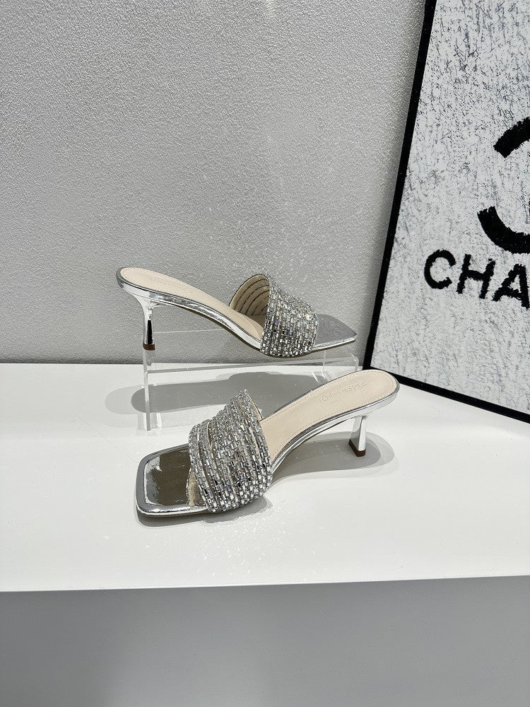 【50% OFF】【35-40】Sandale cu toc înalt cu stras de vară 2024