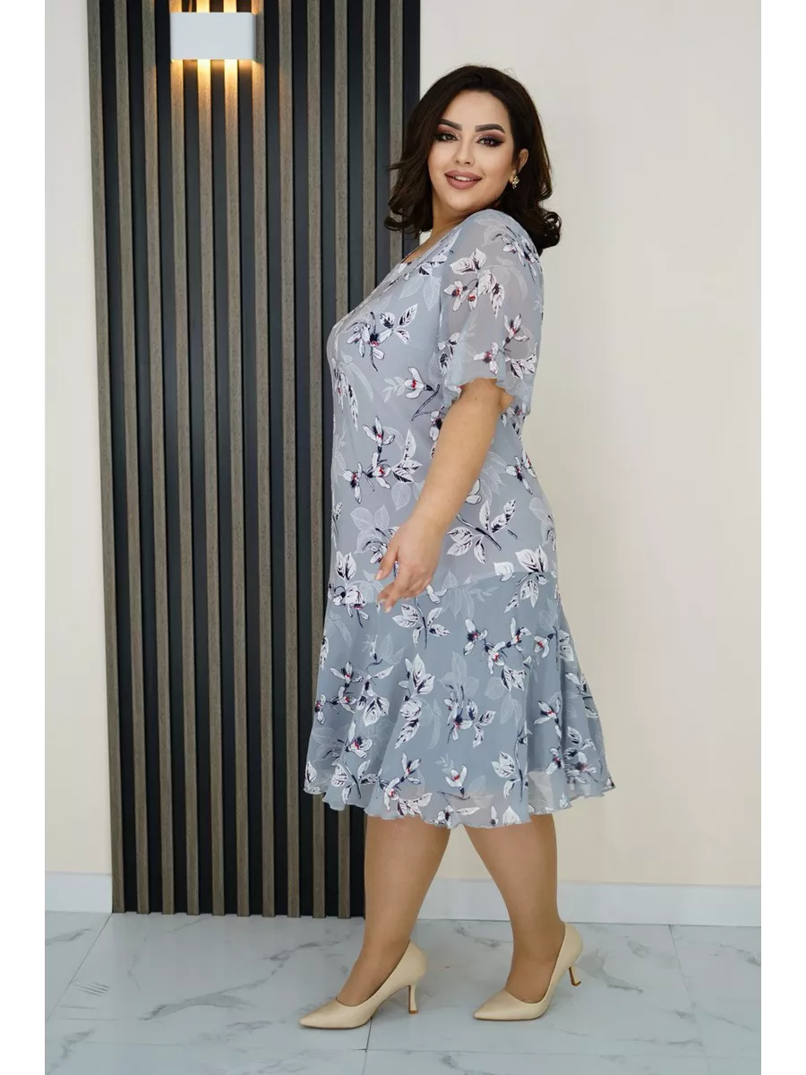 【50% OFF】【S-5XL】Rochie cu flori verde orhidee acva