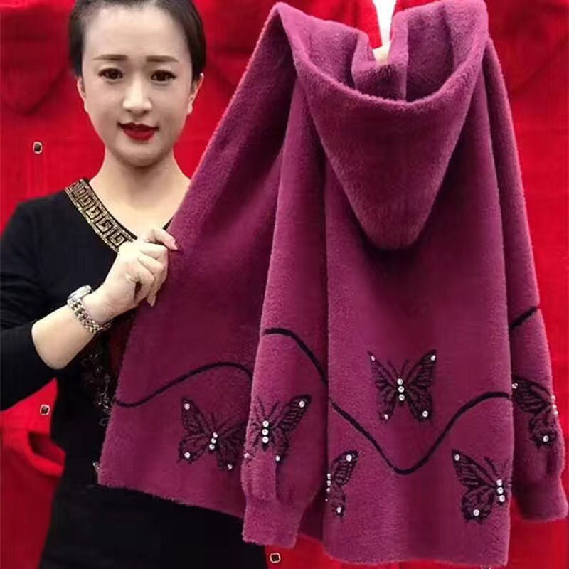 【50% OFF】【S-3XL】Broderie la modă și nobilă din catifea de nurcă, mai groasă și mai caldă
