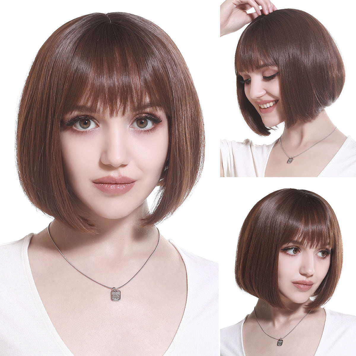 【50% OFF】【Păr Frumos】 👩🦰Perucă pufoasă de păr scurt cu breton de aer