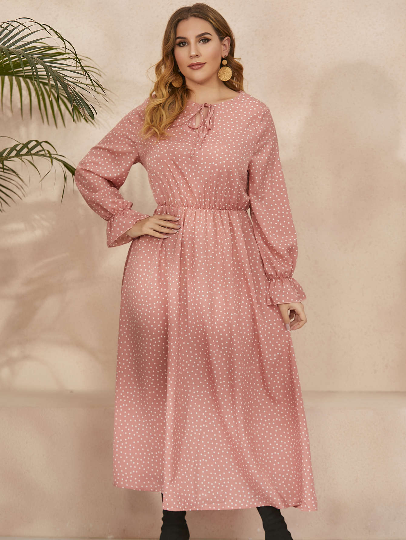 【50% OFF】【L-4XL】 Fusta lungă cu buline retro elegantă de toamnă