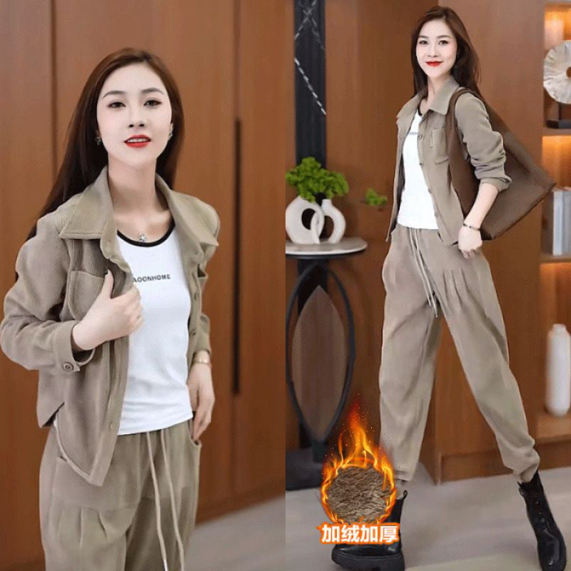 🔥【50-90KG】noua moda casual costum de catifea ingrosata