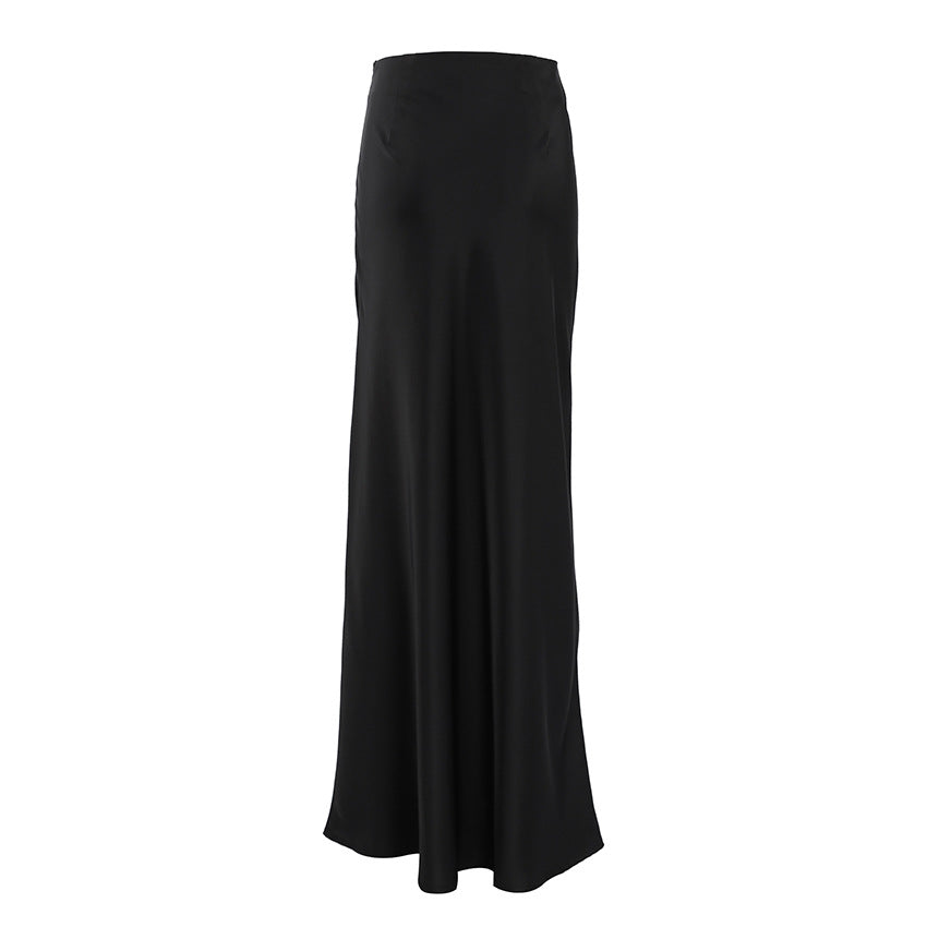 【50% OFF】【S-XL】👗Fusta lungă drapeată cu coadă de pește din satin franțuzesc