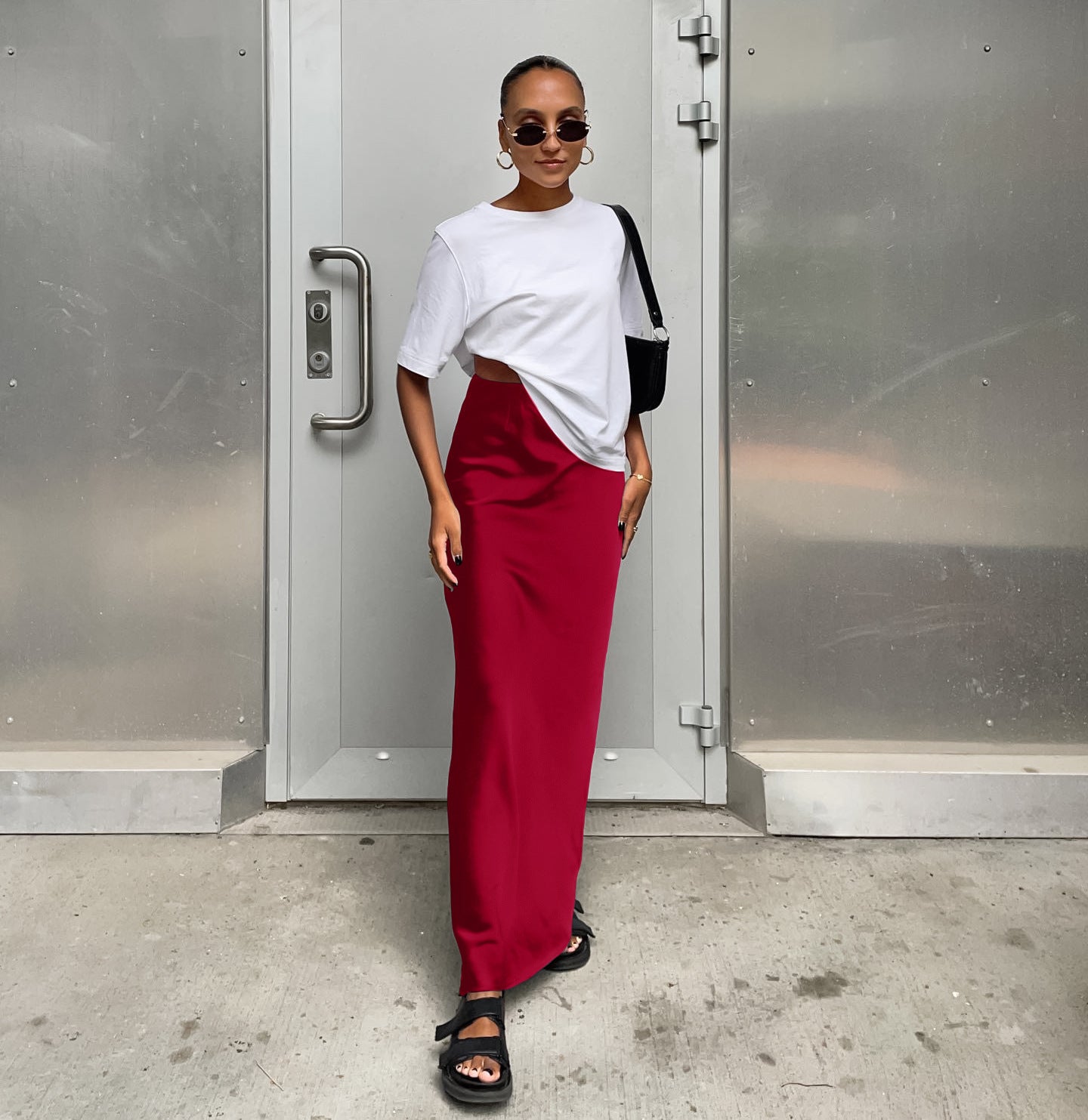 【50% OFF】【S-XL】👗Fusta lungă drapeată cu coadă de pește din satin franțuzesc