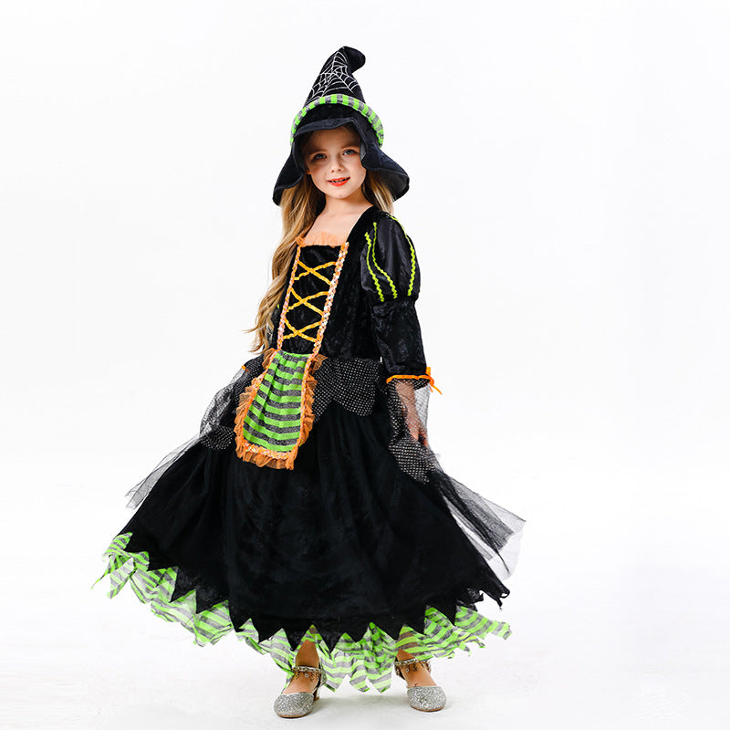 【50% OFF】【S-XL】🎃🧙♀️Set rochii de vrăjitoare pentru copii (include pălărie)