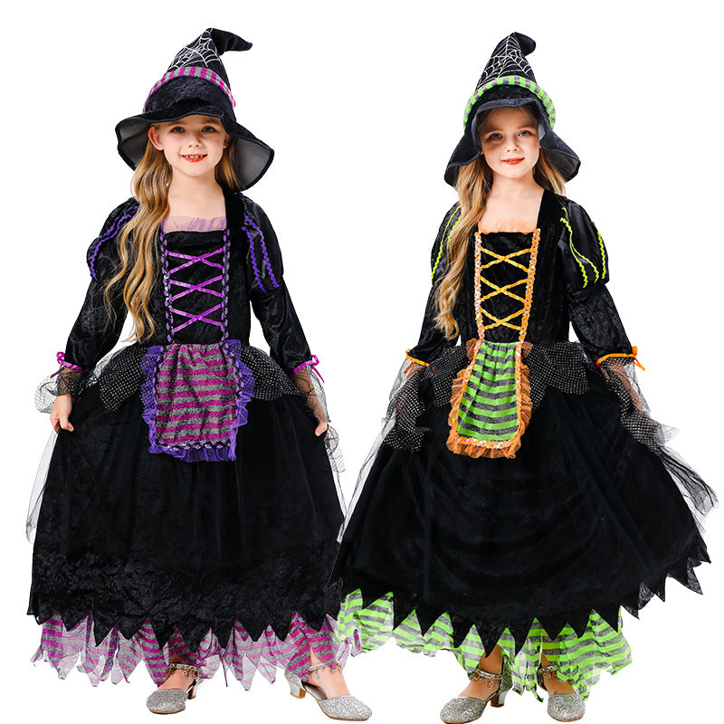 【50% OFF】【S-XL】🎃🧙♀️Set rochii de vrăjitoare pentru copii (include pălărie)