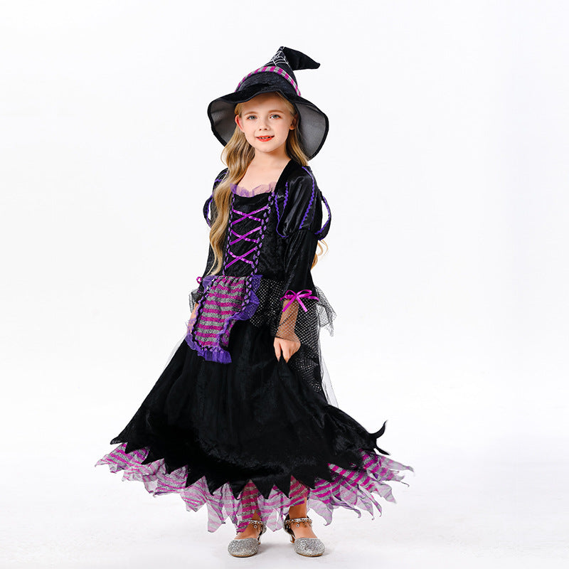 【50% OFF】【S-XL】🎃🧙♀️Set rochii de vrăjitoare pentru copii (include pălărie)