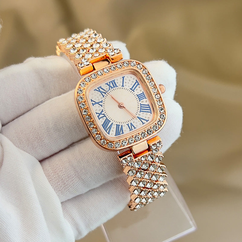 【50% OFF】【Gypsophila】⌚️Ceas de damă cu quartz cu disc pătrat cu diamante întregi