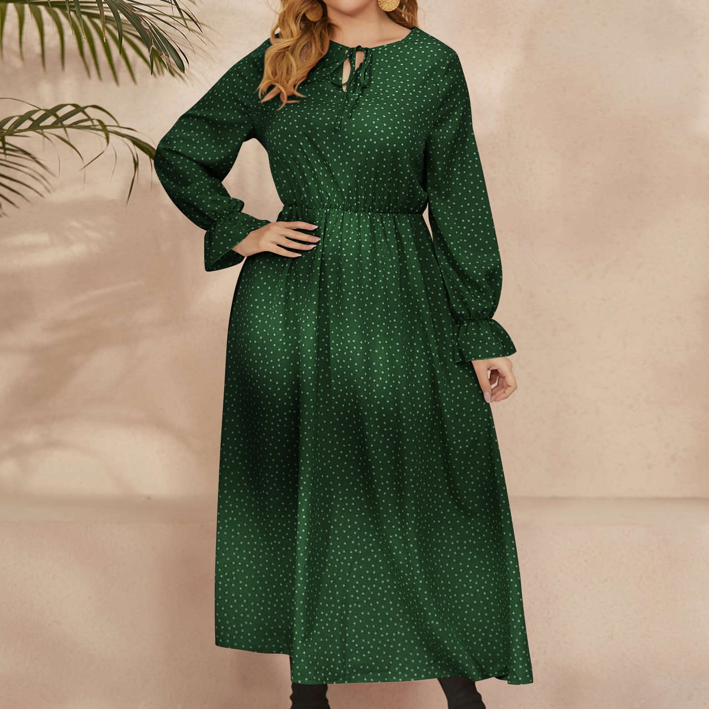 【50% OFF】【L-4XL】 Fusta lungă cu buline retro elegantă de toamnă