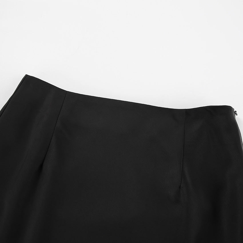 【50% OFF】【S-XL】👗Fusta lungă drapeată cu coadă de pește din satin franțuzesc