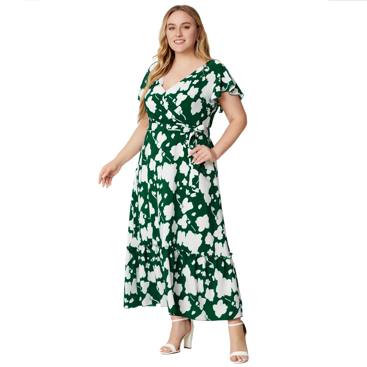 【50% OFF】【XL-5XL】2024 「Walking in the Forest」Rochie cu talie imprimata marime mare