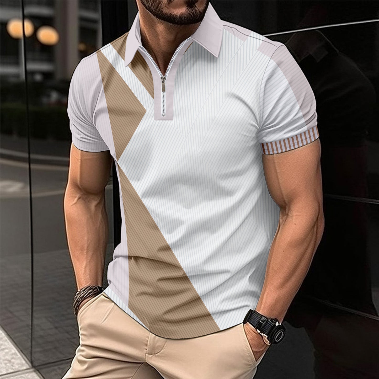 【50% OFF】【S-3XL】2024 Tricou polo casual cu mânecă scurtă și fermoar