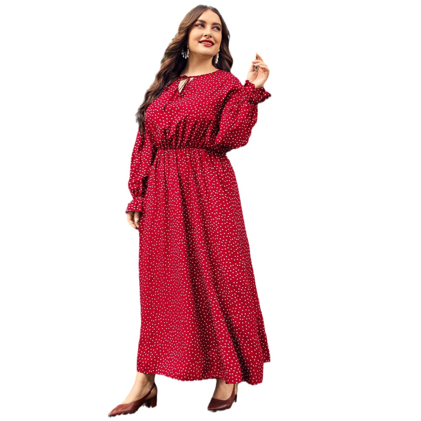 【50% OFF】【L-4XL】 Fusta lungă cu buline retro elegantă de toamnă