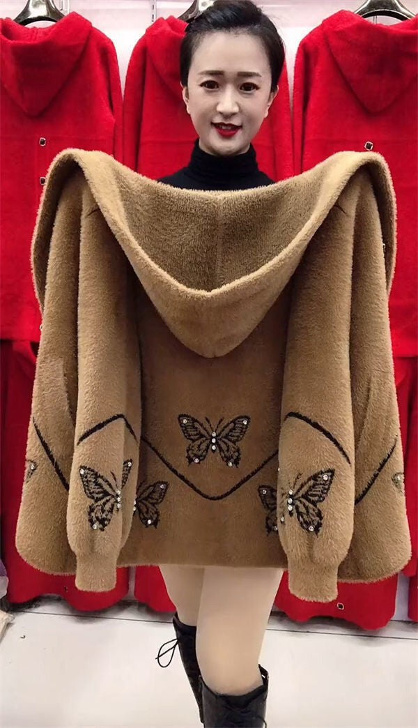 【50% OFF】【S-3XL】Broderie la modă și nobilă din catifea de nurcă, mai groasă și mai caldă