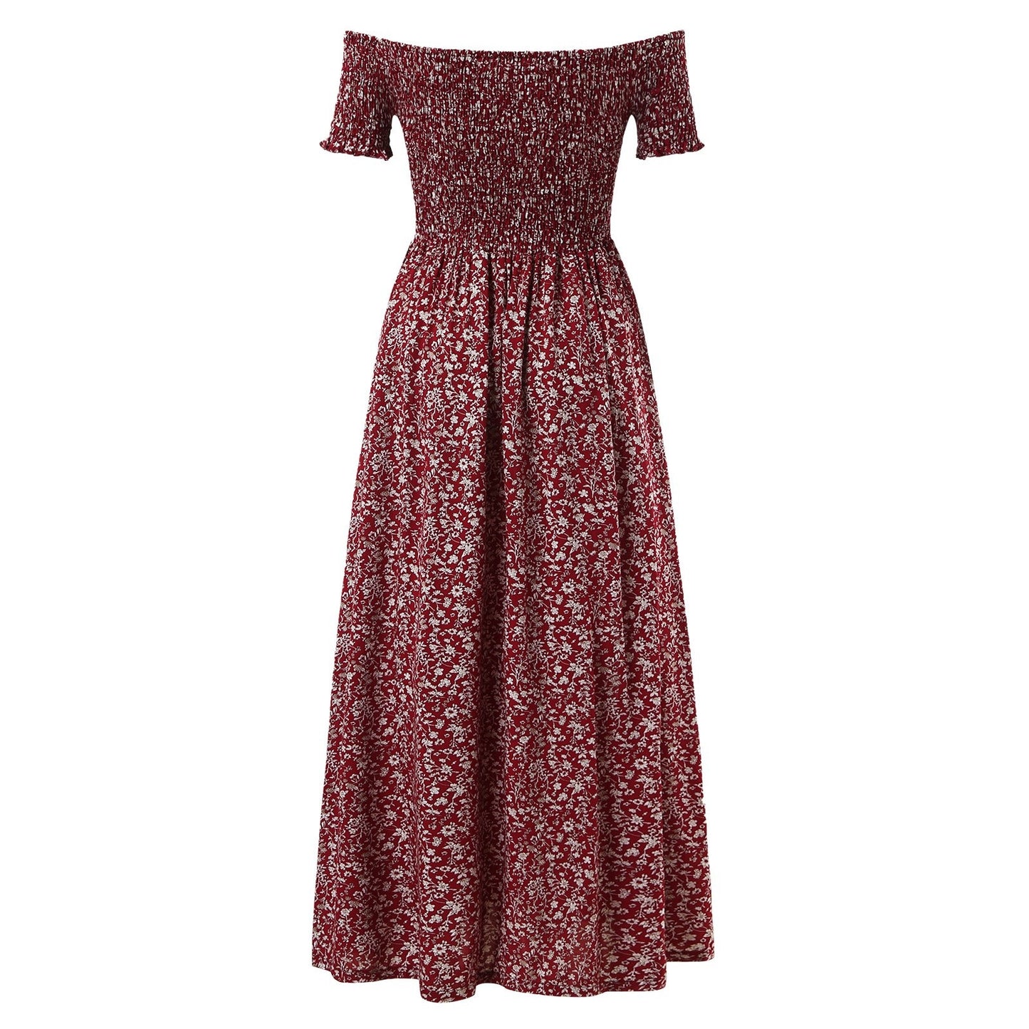 【50% OFF】【L-4XL】「Soda de vară」2024 rochie fără umeri, cu un singur gât, cu talie cu despicatură