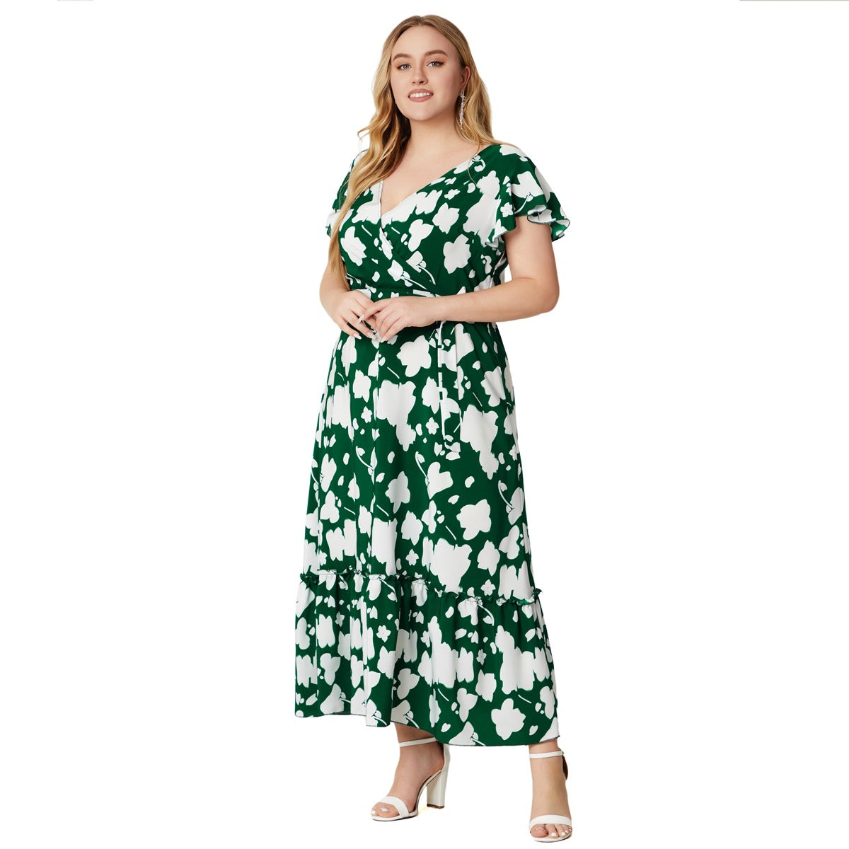 【50% OFF】【XL-5XL】2024 「Walking in the Forest」Rochie cu talie imprimata marime mare