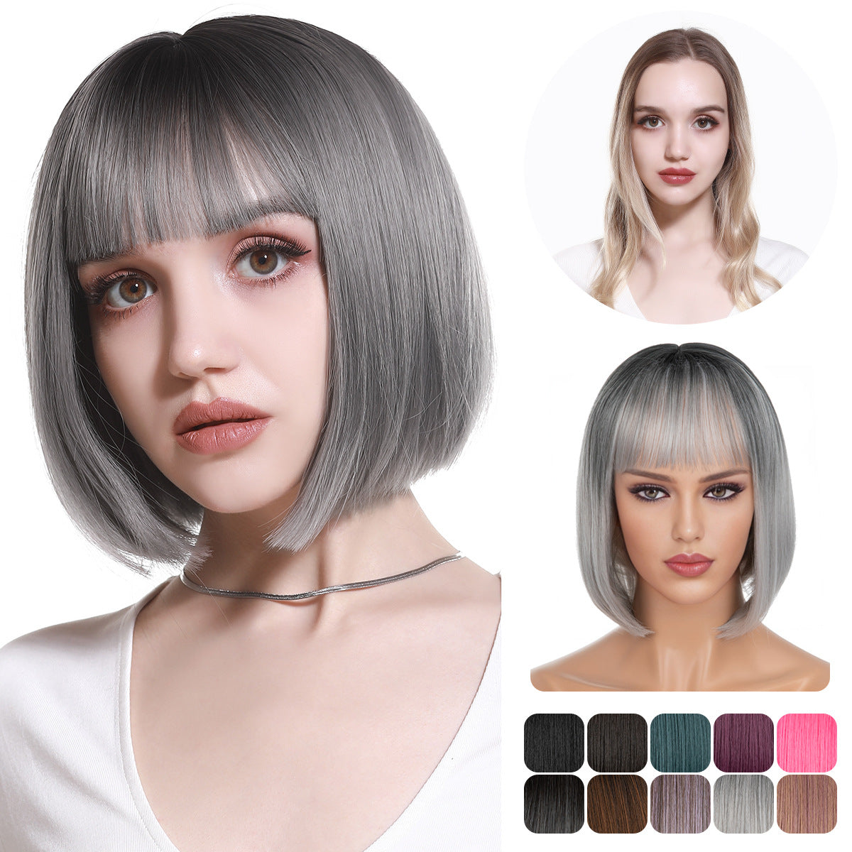 【50% OFF】【Păr Frumos】 👩🦰Perucă pufoasă de păr scurt cu breton de aer