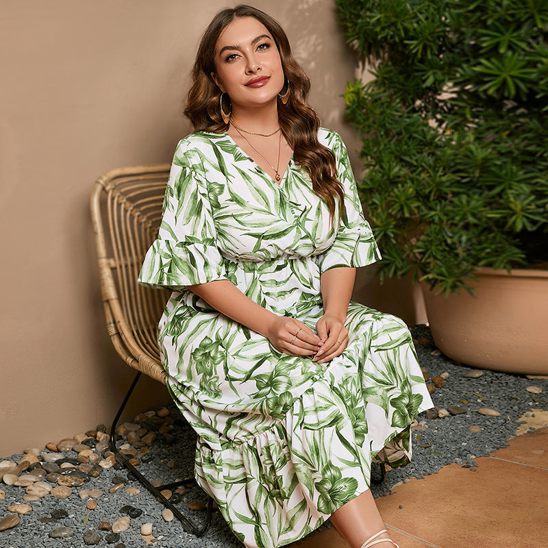 【50% OFF】【S-4XL】「Love Nature」 2024 Rochie cu mâneci clopot și flori cu plante