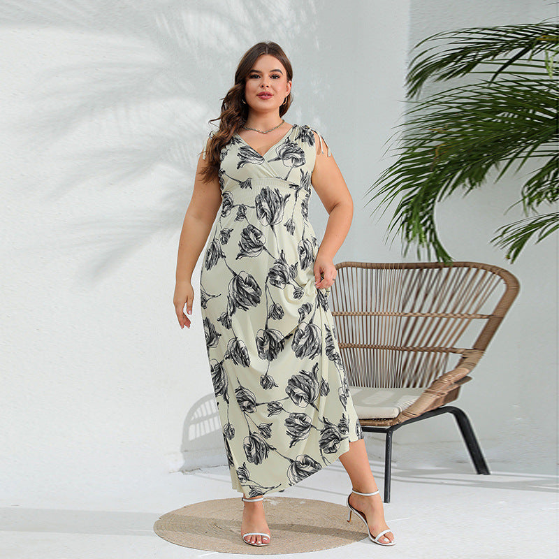 【50% OFF】【XL-4XL】「 Exquisite Woman」Rochie fără mâneci cu imprimeu cu buline 2024