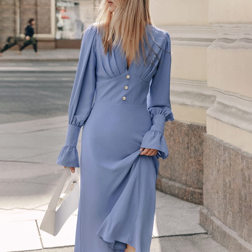 👗Fusta în formă de A din șifon franțuzesc simplu, slim fit