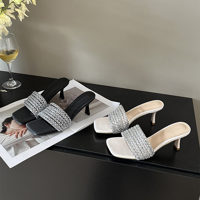 【50% OFF】【35-40】Sandale cu toc înalt cu stras de vară 2024