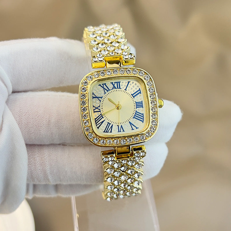【50% OFF】【Gypsophila】⌚️Ceas de damă cu quartz cu disc pătrat cu diamante întregi