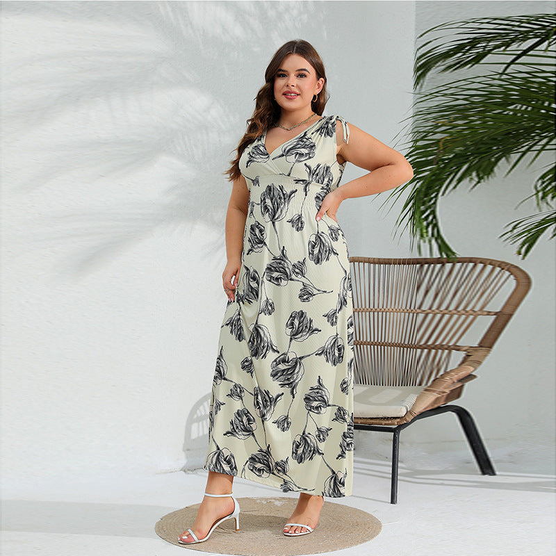 【50% OFF】【XL-4XL】「 Exquisite Woman」Rochie fără mâneci cu imprimeu cu buline 2024