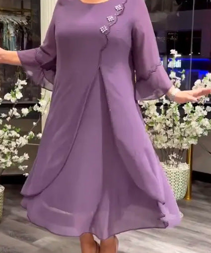 【50% OFF】【S-5XL】Rochie nouă din tul 2024 pentru persoane de vârstă mijlocie și în vârstă