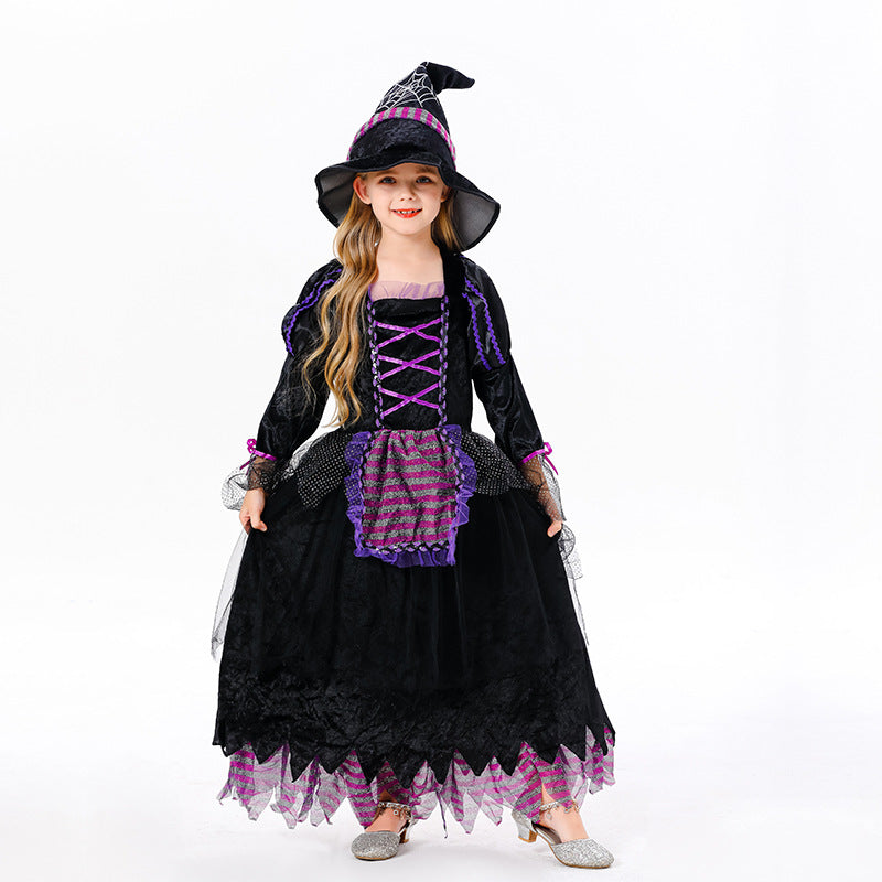 【50% OFF】【S-XL】🎃🧙♀️Set rochii de vrăjitoare pentru copii (include pălărie)