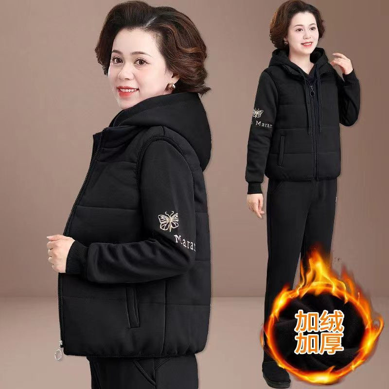 【M-4XL】✨【Jachetă + hanorac + pantaloni】Set de trei piese catifea și sport îngroșat de toamnă și iarnă