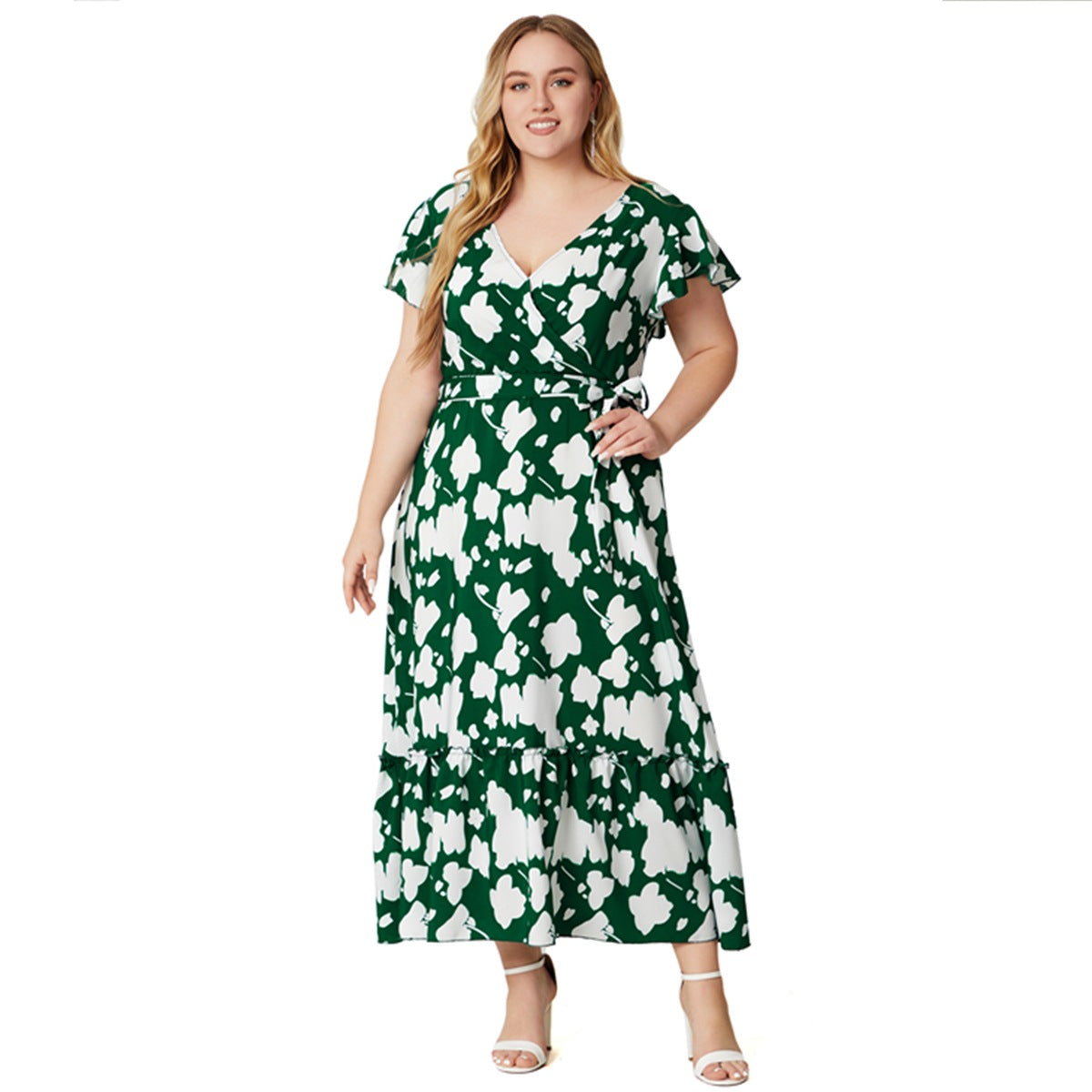 【50% OFF】【XL-5XL】2024 「Walking in the Forest」Rochie cu talie imprimata marime mare