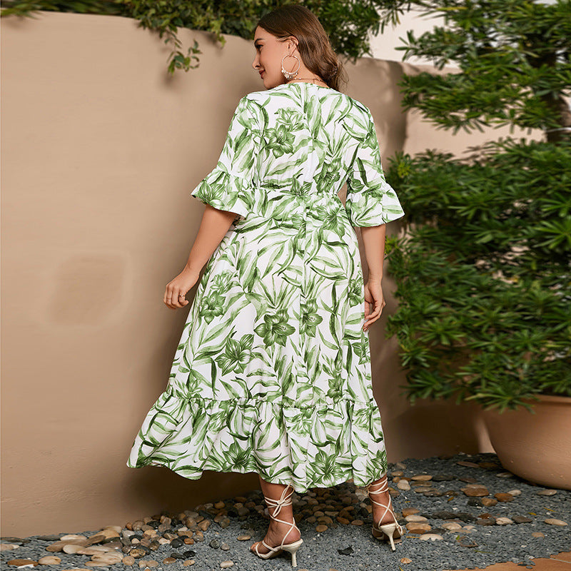 【50% OFF】【S-4XL】「Love Nature」 2024 Rochie cu mâneci clopot și flori cu plante