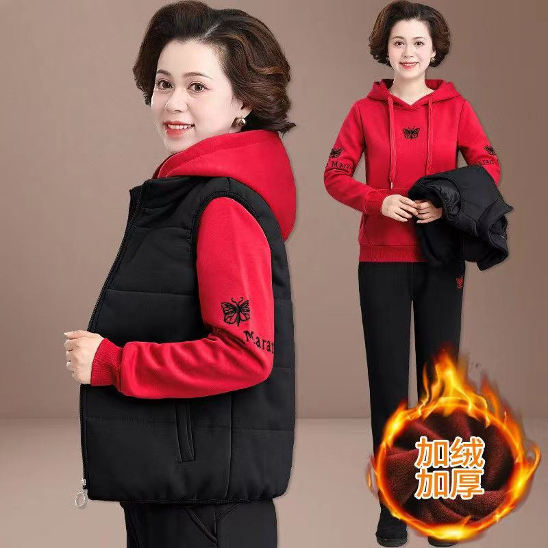 【M-4XL】✨【Jachetă + hanorac + pantaloni】Set de trei piese catifea și sport îngroșat de toamnă și iarnă