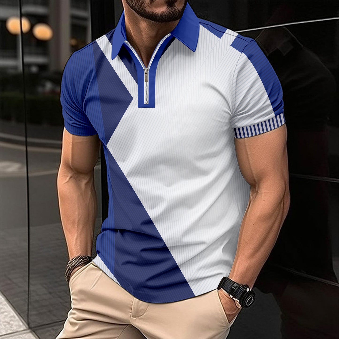【50% OFF】【S-3XL】2024 Tricou polo casual cu mânecă scurtă și fermoar