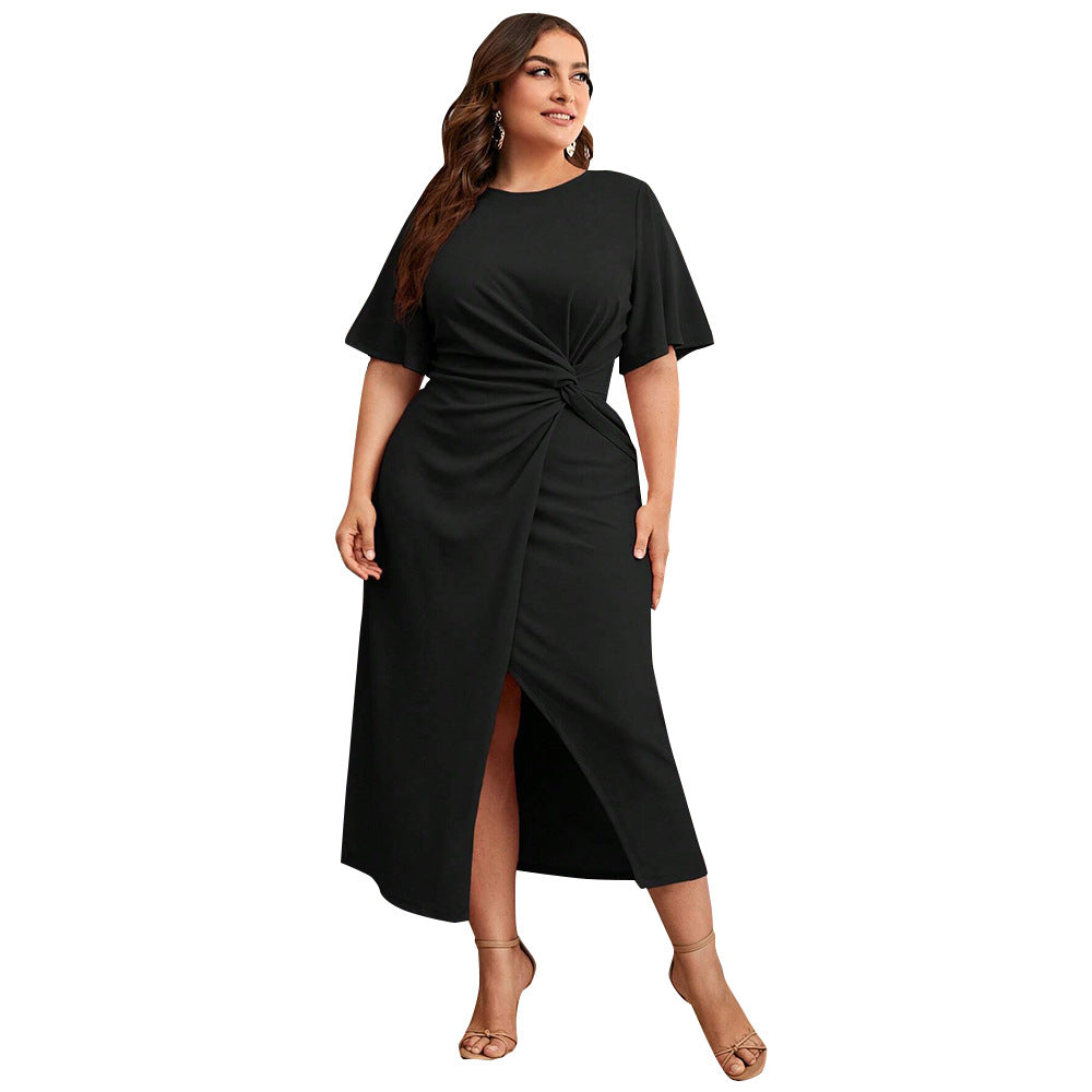 【50% OFF】【XL-3XL】2024 rochie de damă cu pliuri maro în linie A