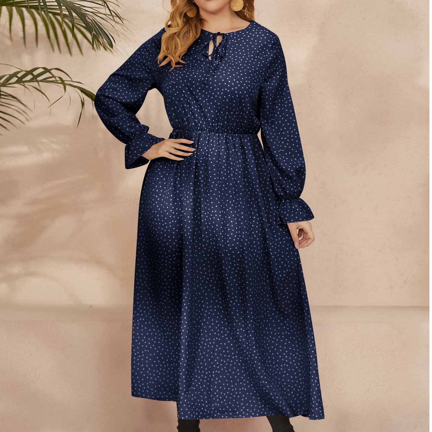 【50% OFF】【L-4XL】 Fusta lungă cu buline retro elegantă de toamnă