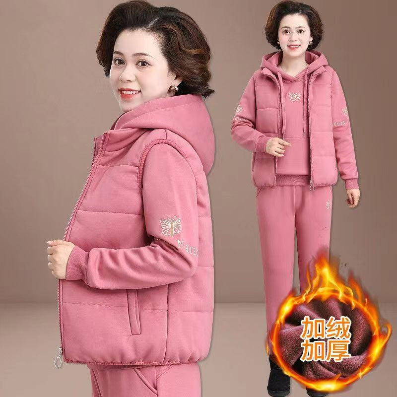 【M-4XL】✨【Jachetă + hanorac + pantaloni】Set de trei piese catifea și sport îngroșat de toamnă și iarnă