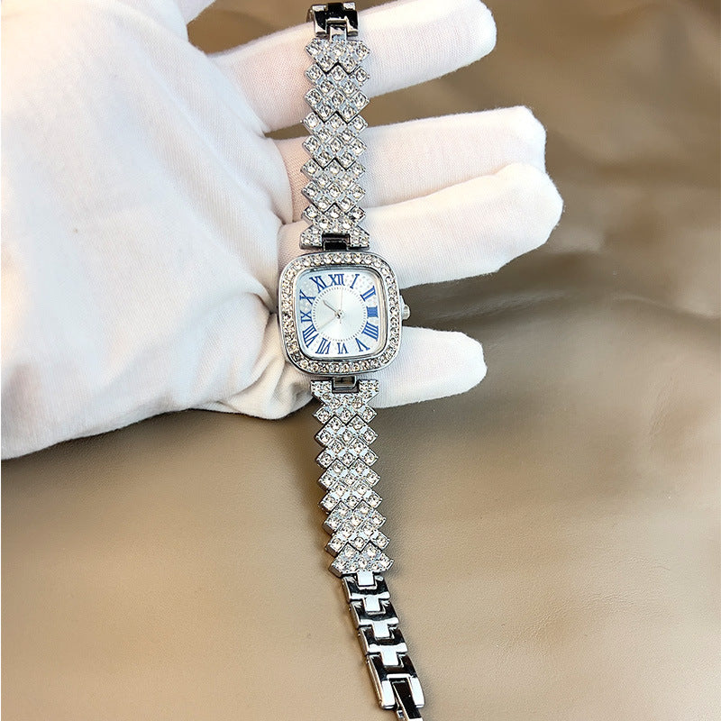 【50% OFF】【Gypsophila】⌚️Ceas de damă cu quartz cu disc pătrat cu diamante întregi