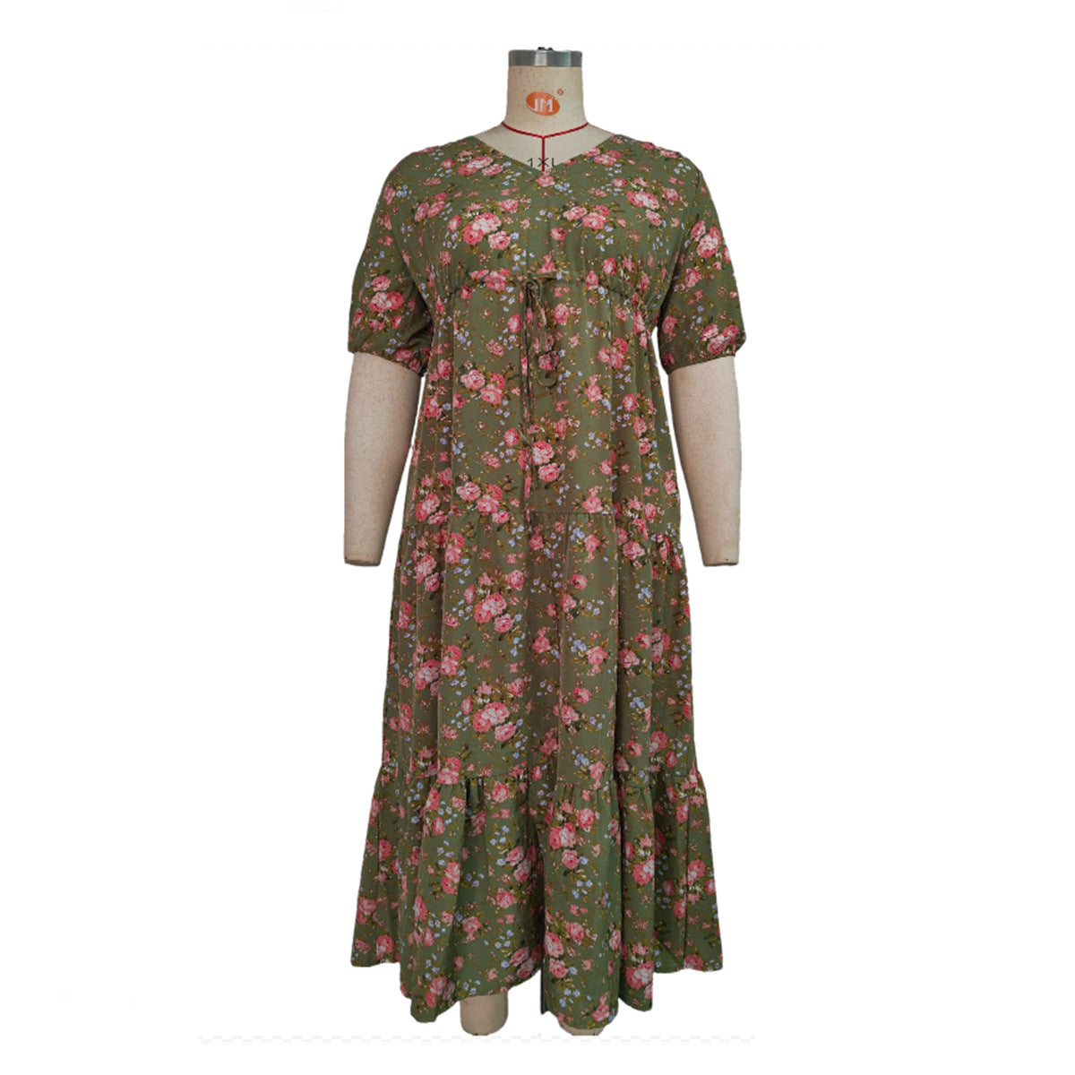 【50% OFF】【XL-5XL】「Romantic Flower」2024 Rochie de damă cu talie imprimată de mărime mare