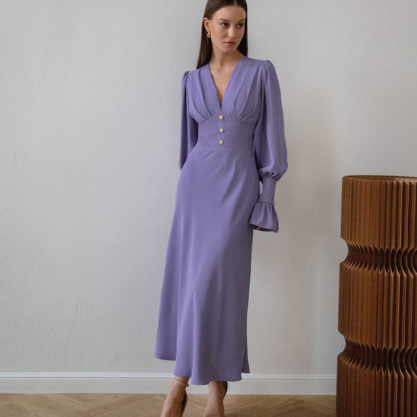 👗Fusta în formă de A din șifon franțuzesc simplu, slim fit