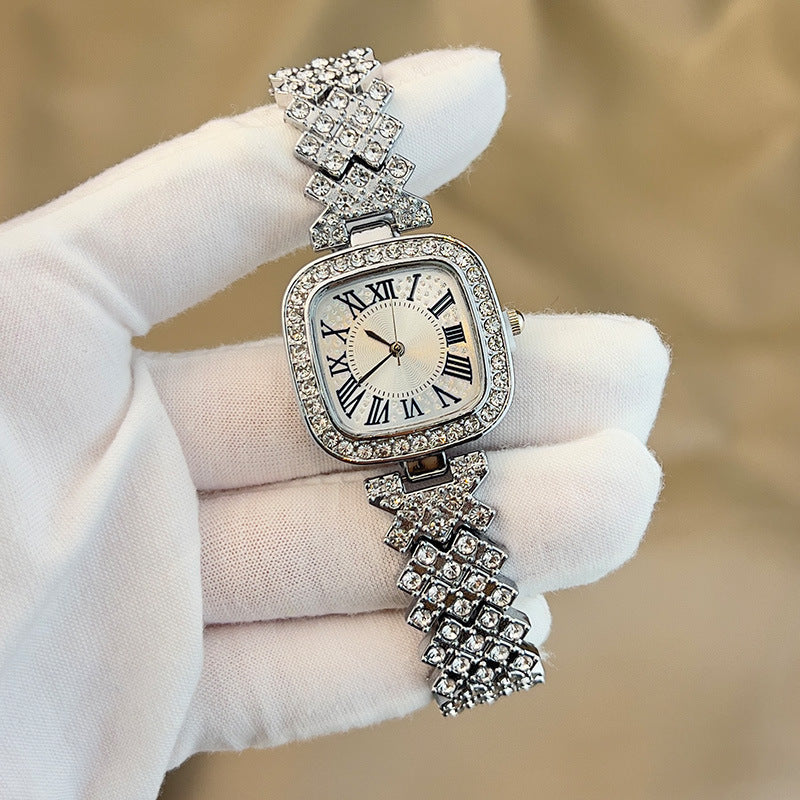 【50% OFF】【Gypsophila】⌚️Ceas de damă cu quartz cu disc pătrat cu diamante întregi
