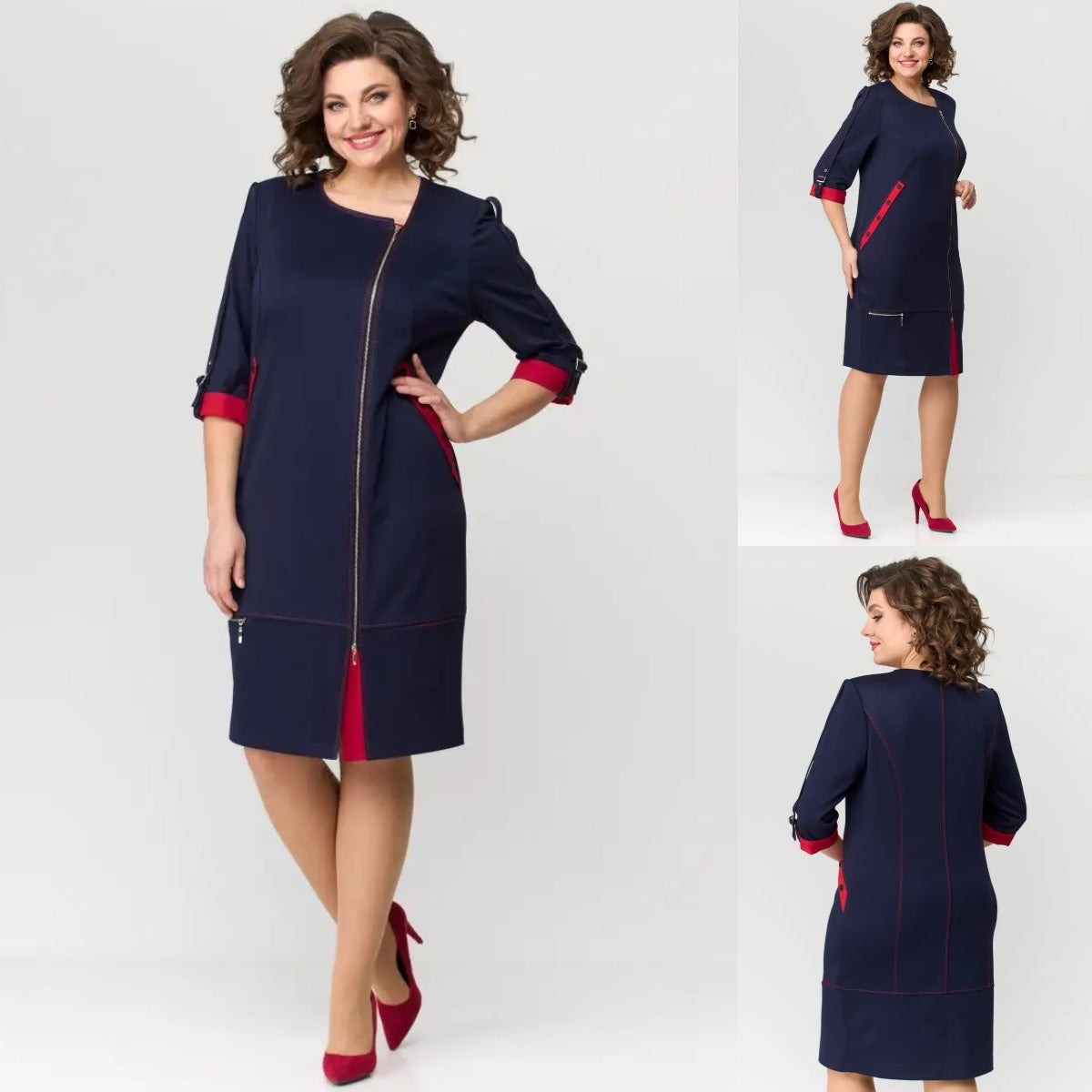 【50% OFF】【S-5XL】2024 noua rochie de moda de toamna cu fermoar lateral