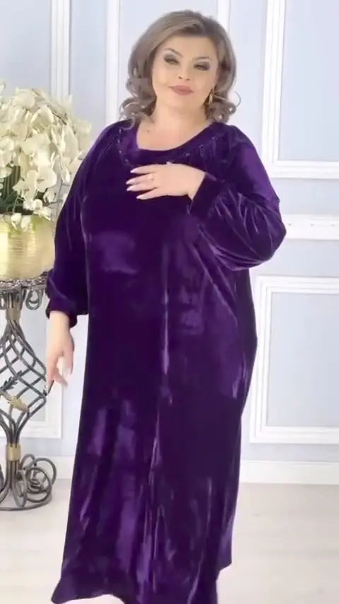 【50%OFF】【S-5XL】Rochie nouă la modă din catifea aurie, confortabilă și caldă