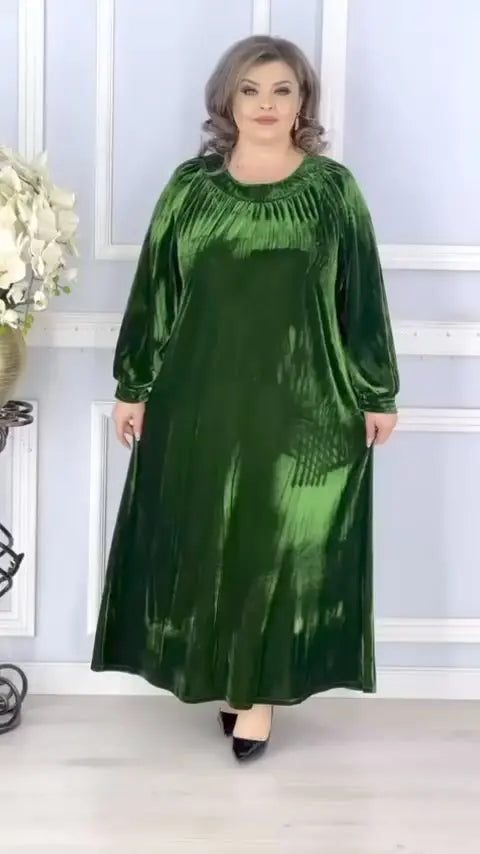 【50%OFF】【S-5XL】Rochie nouă la modă din catifea aurie, confortabilă și caldă