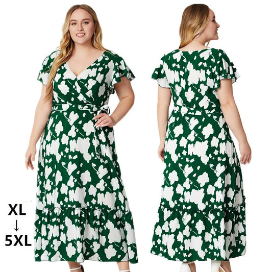 【50% OFF】【XL-5XL】2024 「Walking in the Forest」Rochie cu talie imprimata marime mare