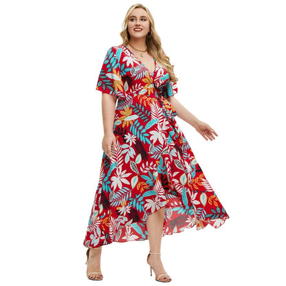 【50% OFF】【0XL-4XL】「Flori Pasionate」Rochie Boema de Plaja Marime Plus 2024